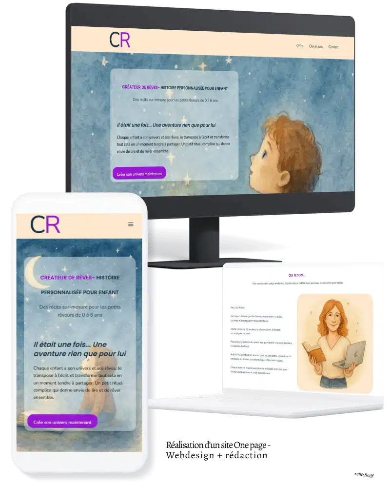 Création site internet : un mockup de site web réalisé en juin 25.